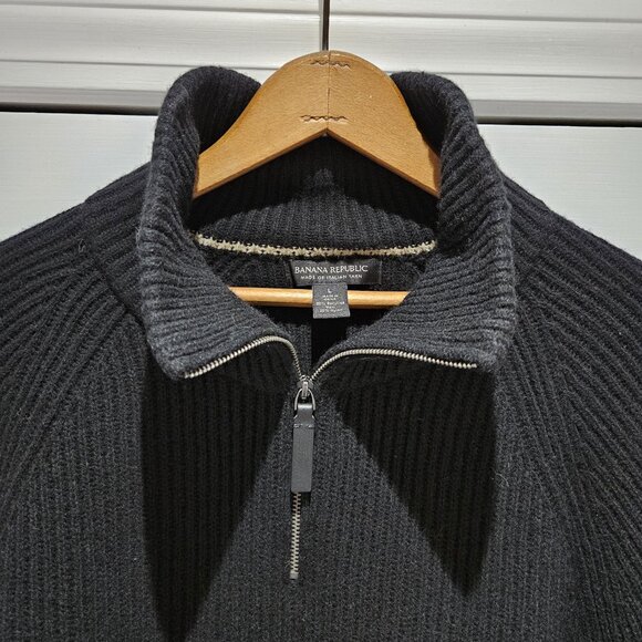 Banana Republic Half-Zip Sweater Black - Picture 2 of 4